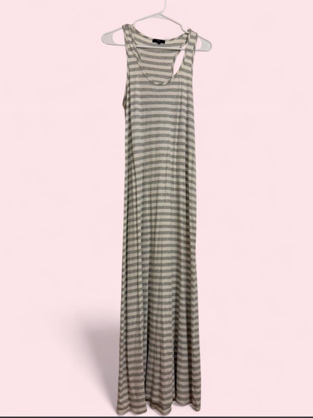 Gap Grey & White Striped Maxi Dress Size M Casual Racerback Dress